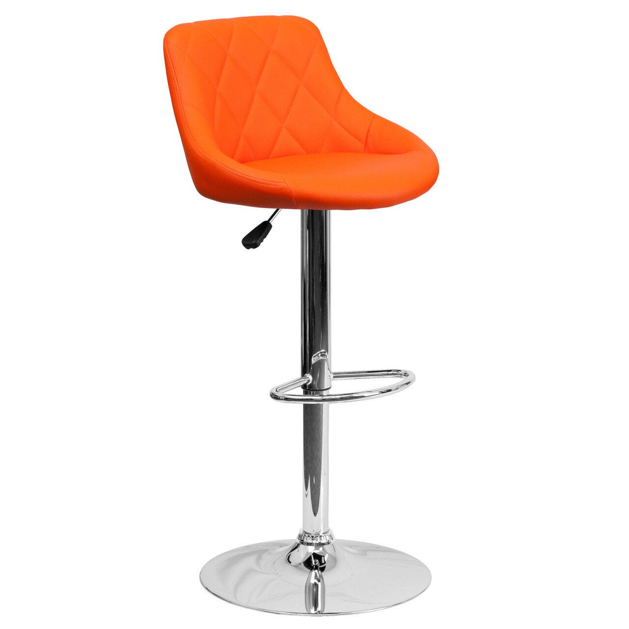 Emma and Oliver Bucket Seat Adjustable Height Barstool with Diamond Pattern Back